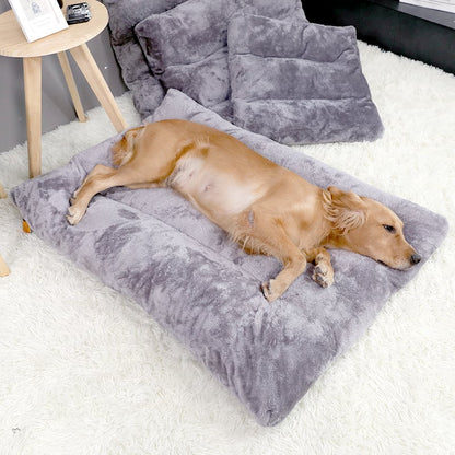 Warm Plush Dog Bed with Quilted Base – Available in 4 Sizes